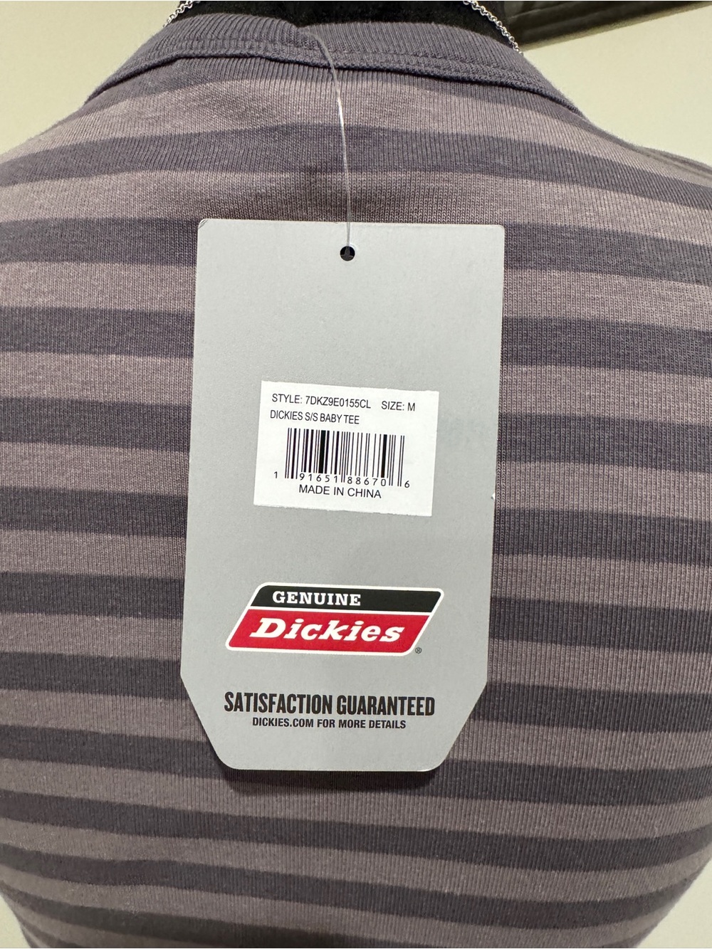 Dickies Women's Gray Stripe Crewneck Tee with White Logo - Picture 5 of 6